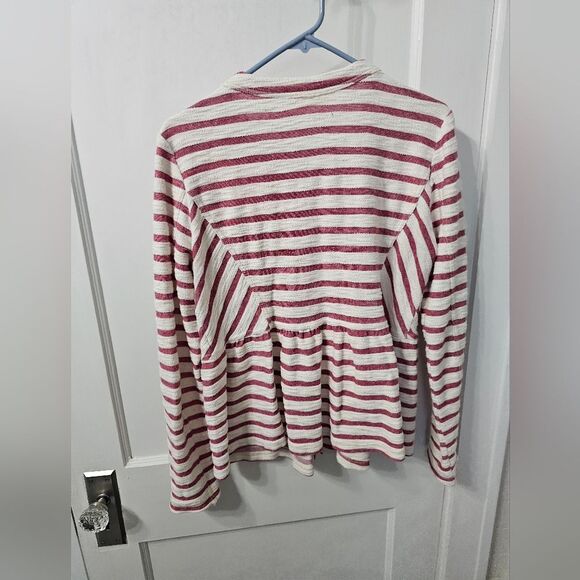 Free People Red And Off White Striped Jacket, Size Small, Like New - Picture 2 of 5